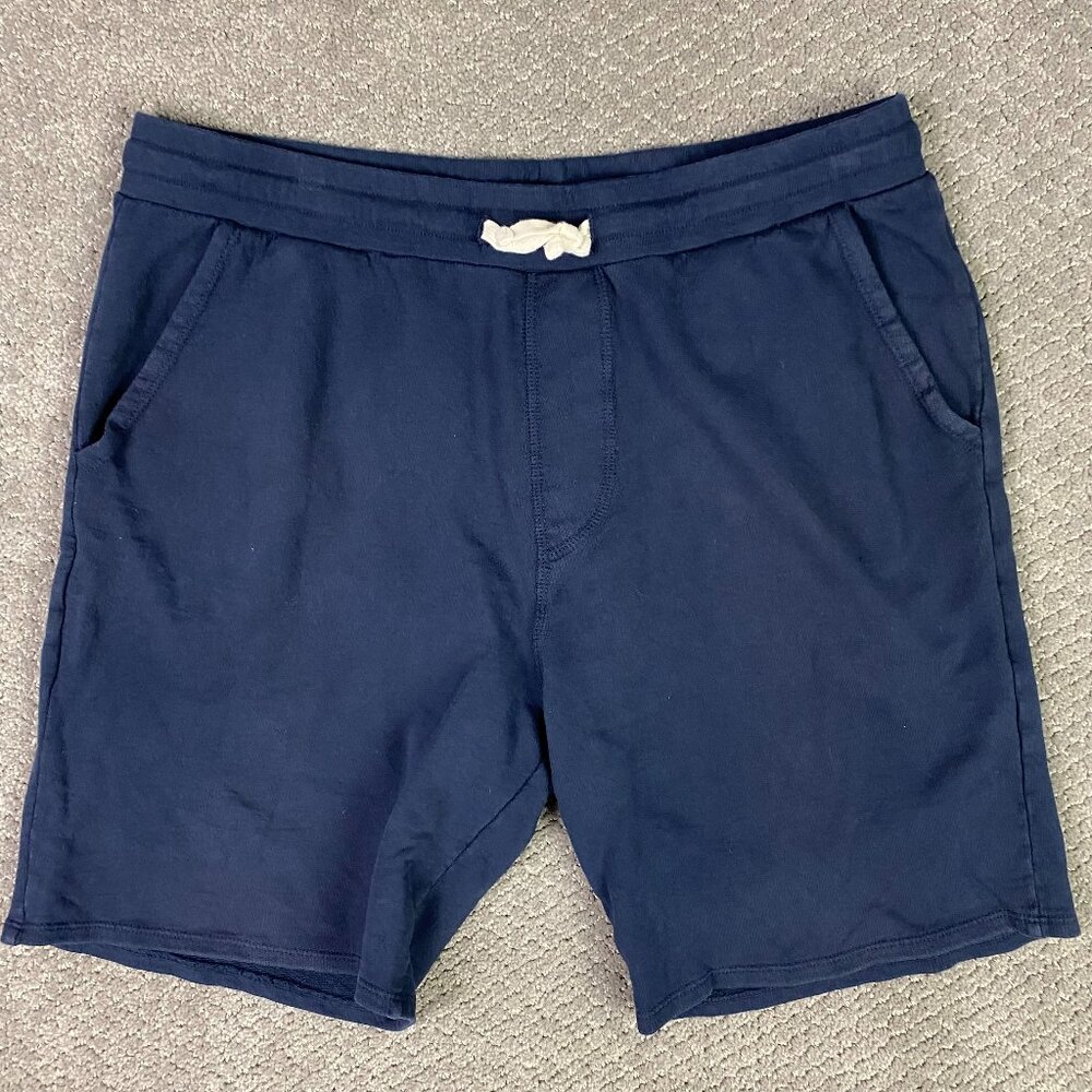 Flint And Tinder Sweat Shorts Men's Large French Terry Navy Blue Gym Drawstring